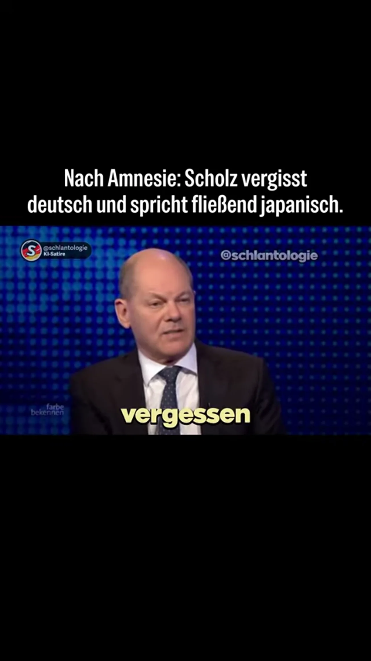 Scholz spricht nach Amnesie fließend Japanisch. #fake #ki #satire #witz